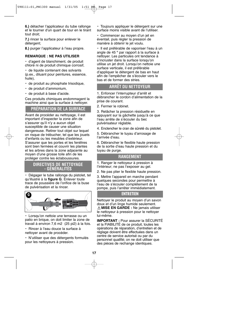 Black & Decker PW1300 User Manual | Page 17 / 35