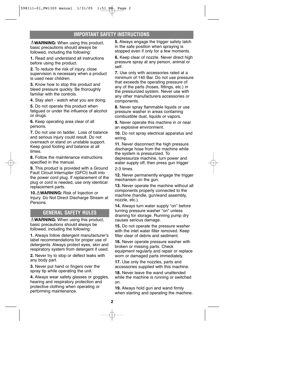 Black & Decker PW1300 User Manual | Page 2 / 35