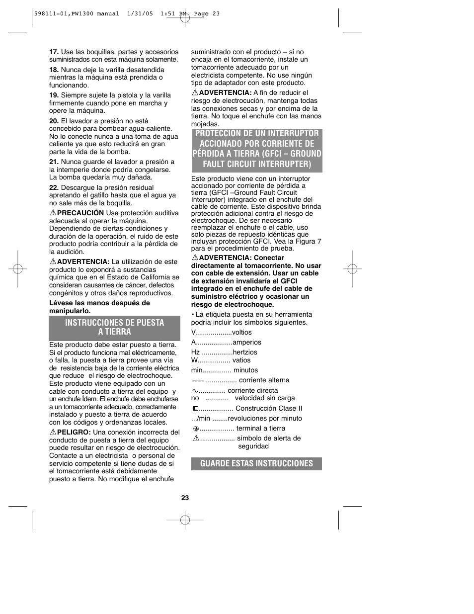 Black & Decker PW1300 User Manual | Page 23 / 35
