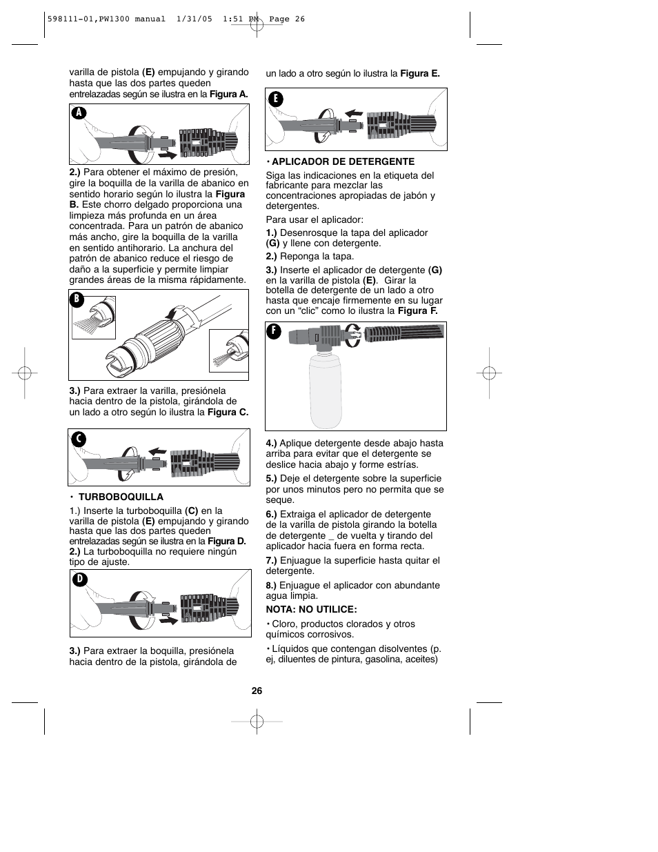Black & Decker PW1300 User Manual | Page 26 / 35