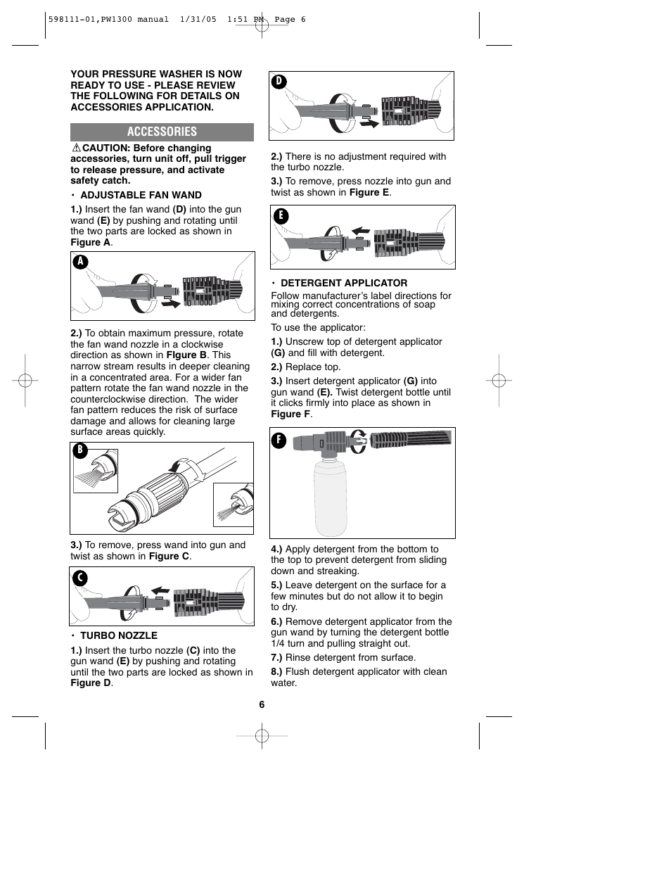 Black & Decker PW1300 User Manual | Page 6 / 35