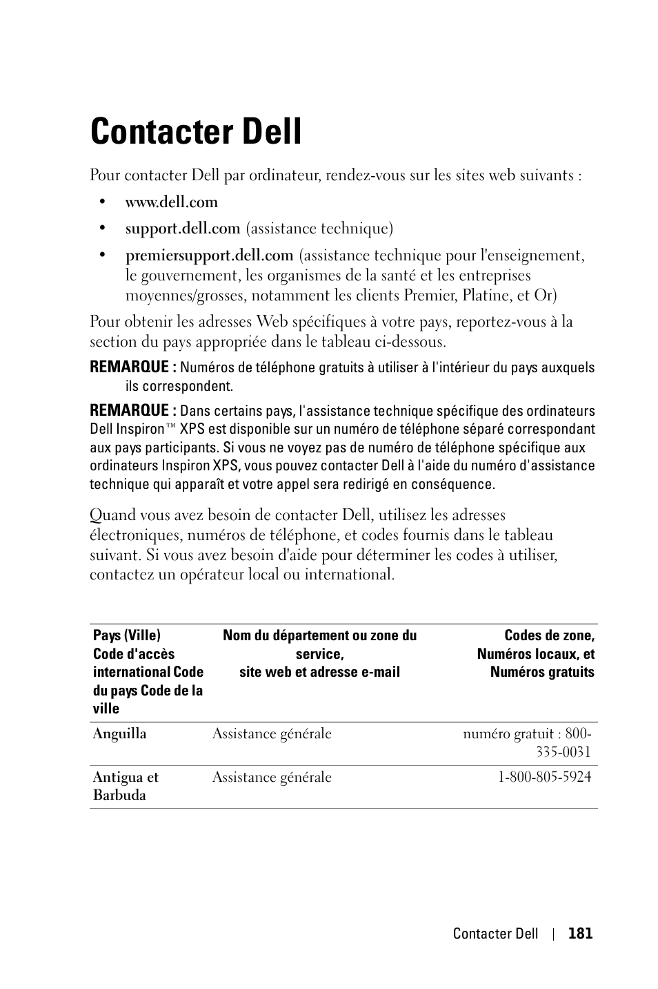 Contacter dell | Dell 3400MP Projector User Manual | Page 181 / 570