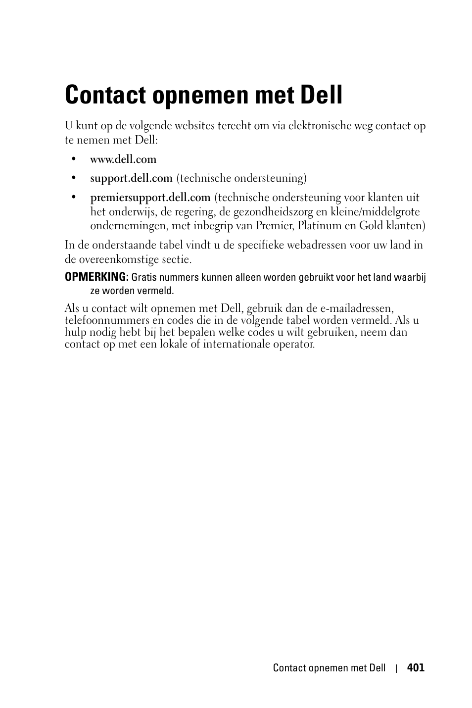 Contact opnemen met dell | Dell 3400MP Projector User Manual | Page 401 / 570
