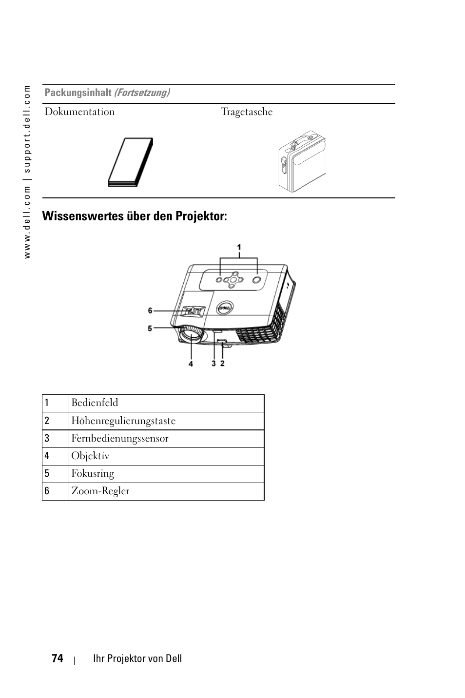 Wissenswertes über den projektor | Dell 3400MP Projector User Manual | Page 74 / 570