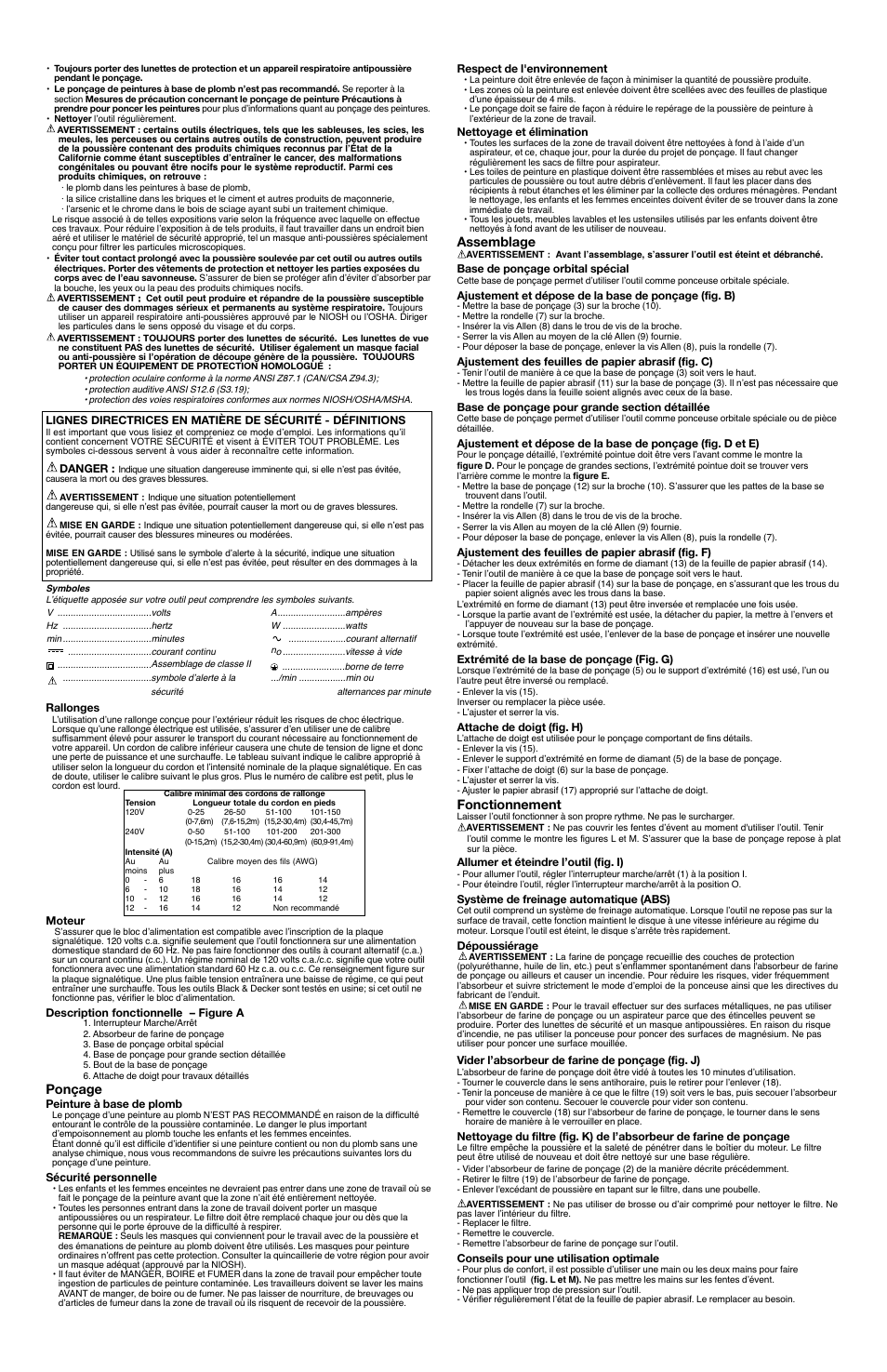 Assemblage, Fonctionnement, Ponçage | Black & Decker CYCLONE MS1000 User Manual | Page 4 / 7