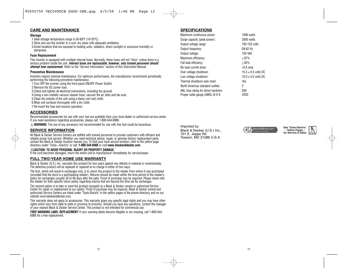 Black & Decker Marine Battery User Manual | Page 7 / 22