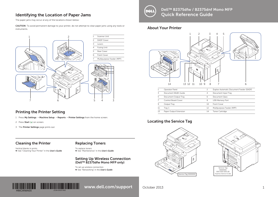 Dell B3465dnf Mono Laser Multifunction Printer User Manual | 6 pages