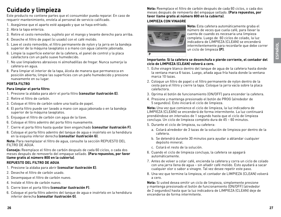 Cuidado y limpieza | Black & Decker CM1010B User Manual | Page 14 / 19