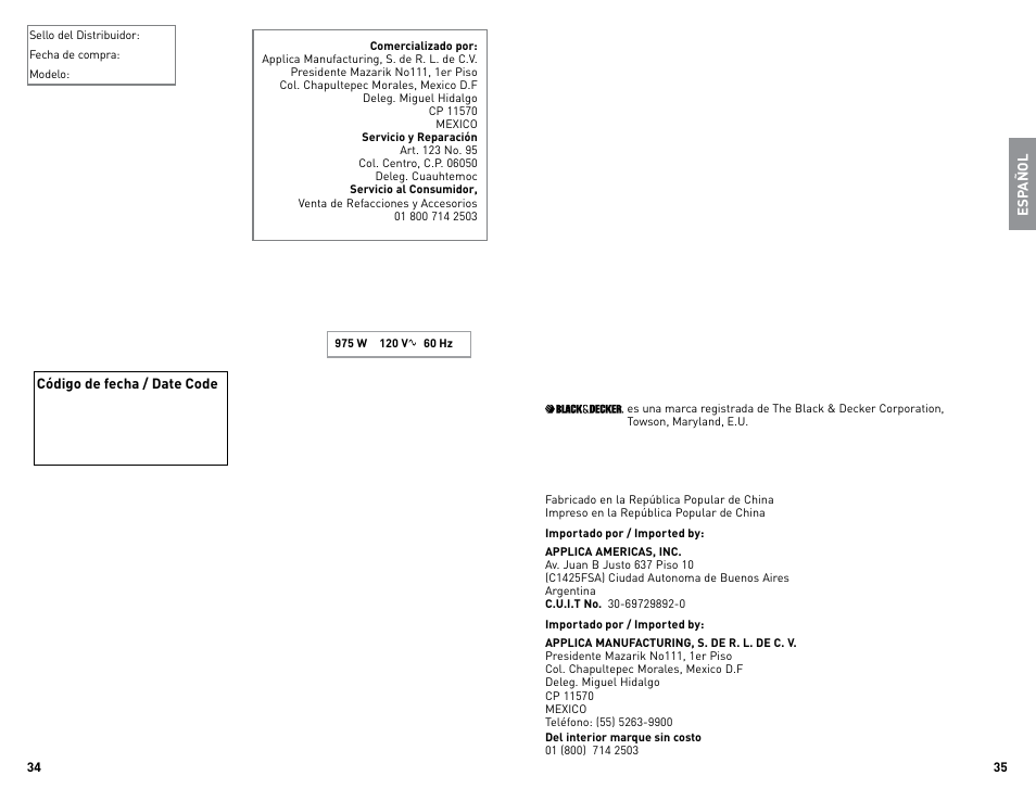 Black & Decker CM1010B User Manual | Page 18 / 19