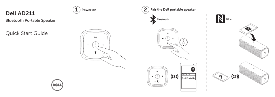 Dell AD211 Bluetooth Portable Speaker User Manual | 2 pages