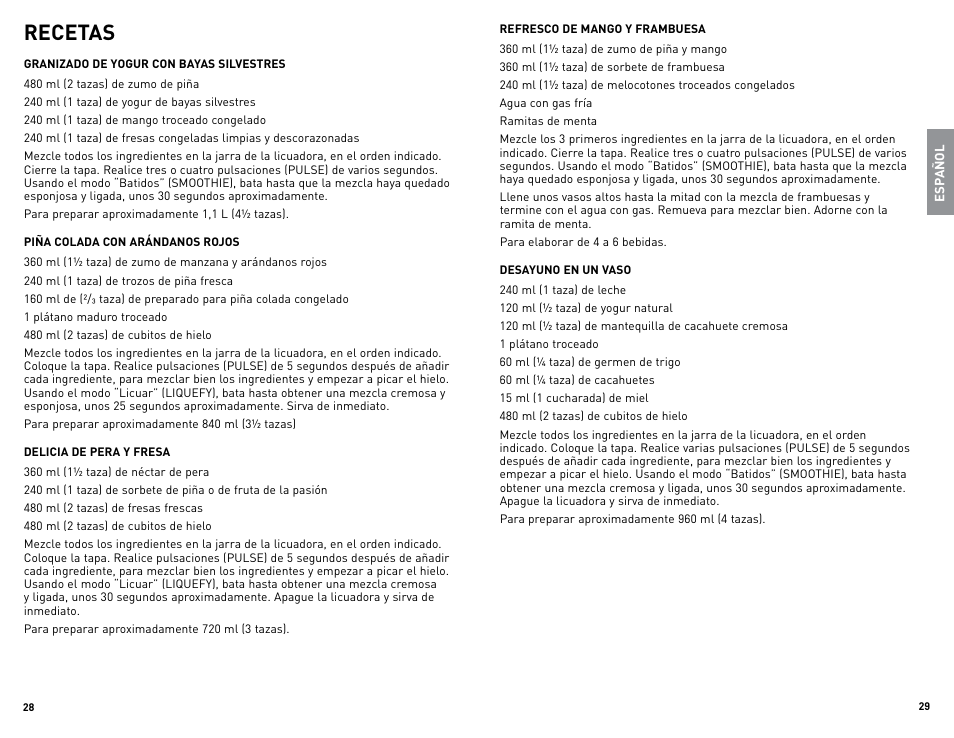 Recetas | Black & Decker CYCLONE BLC12650HUC User Manual | Page 15 / 19