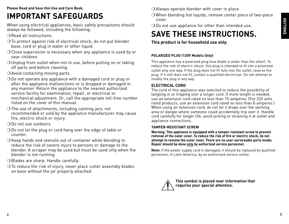 Important safeguards, Save these instructions | Black & Decker CYCLONE BLC12650HUC User Manual | Page 2 / 19