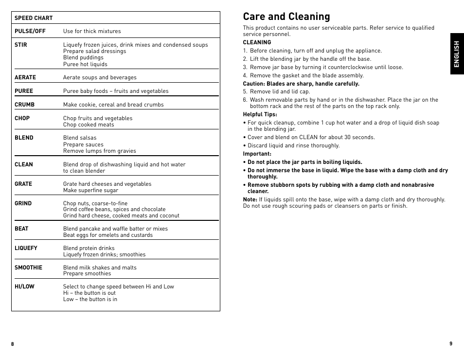 Care and cleaning | Black & Decker CYCLONE BLC12650HUC User Manual | Page 5 / 19