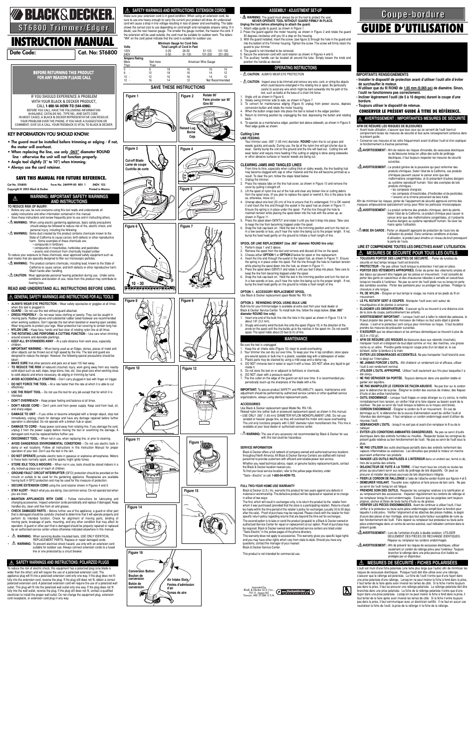 Black & Decker ST6800 User Manual | 2 pages