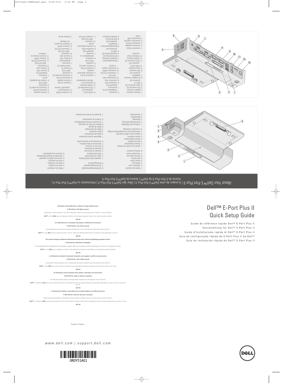 Dell™ e-port plus ii quick setup guide, About your dell™ e-port plus ii | Dell EAPR2 User Manual | Page 2 / 2