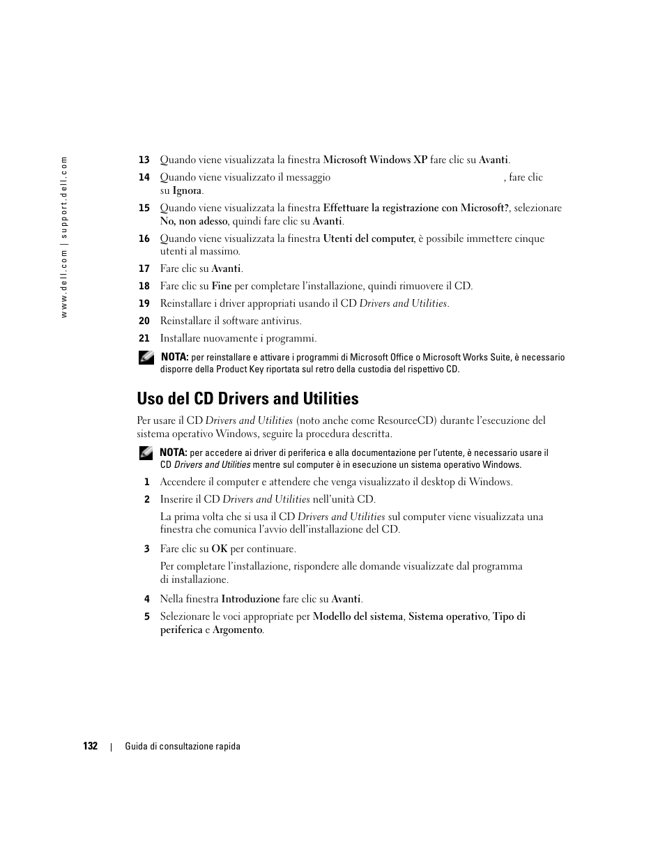 Uso del cd drivers and utilities | Dell OptiPlex 170L User Manual | Page 132 / 202