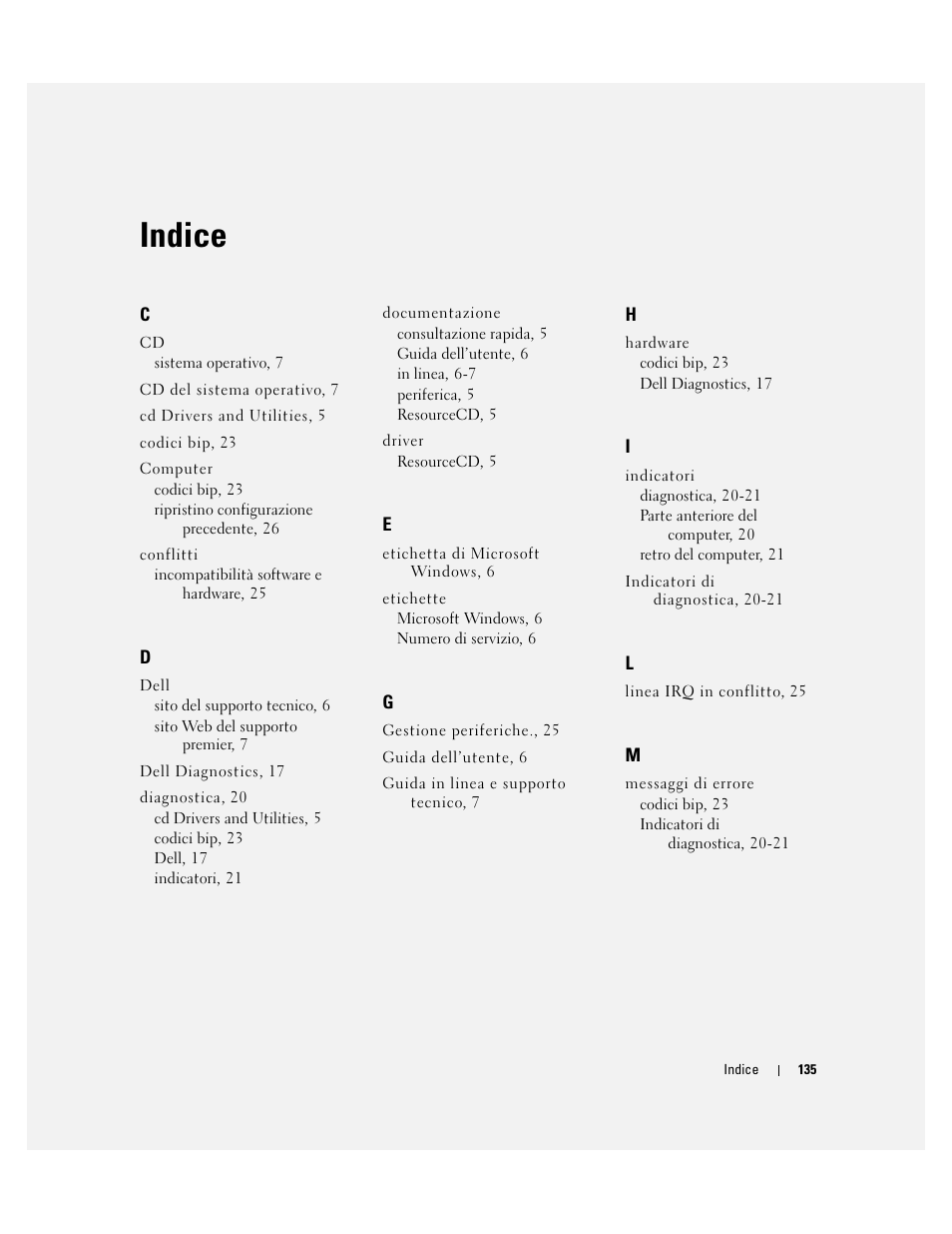 Indice | Dell OptiPlex 170L User Manual | Page 135 / 202
