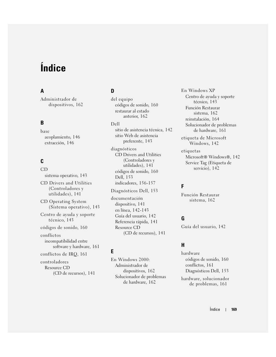 Índice | Dell OptiPlex 170L User Manual | Page 169 / 202