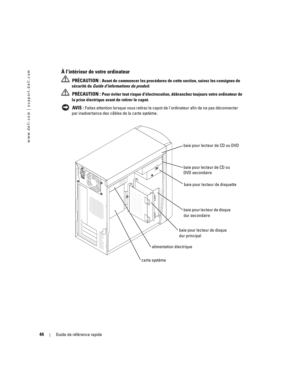 À l'intérieur de votre ordinateur | Dell OptiPlex 170L User Manual | Page 44 / 202