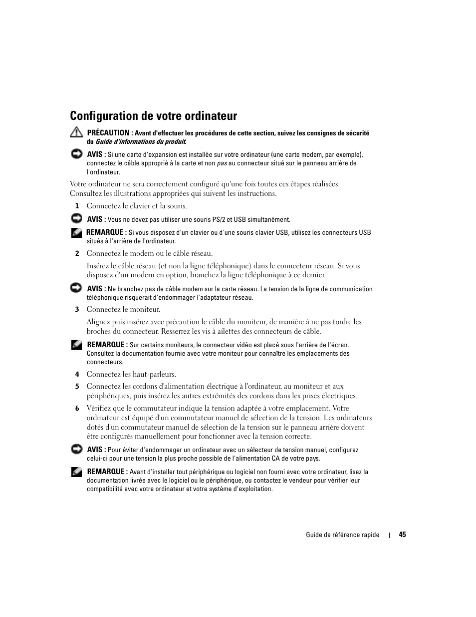 Configuration de votre ordinateur | Dell OptiPlex 170L User Manual | Page 45 / 202