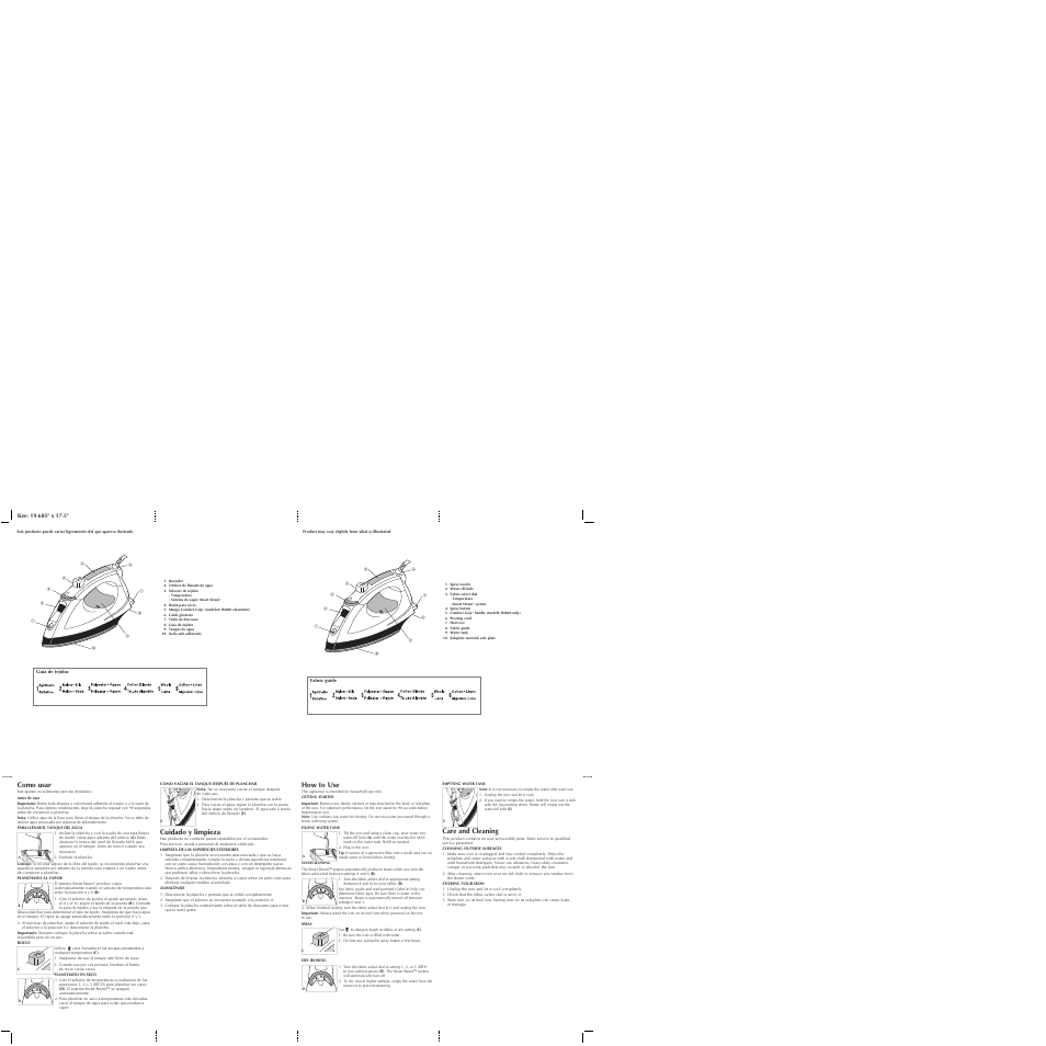 How to use, Como usar, Cuidado y limpieza | Care and cleaning | Black & Decker IM400 User Manual | Page 2 / 2