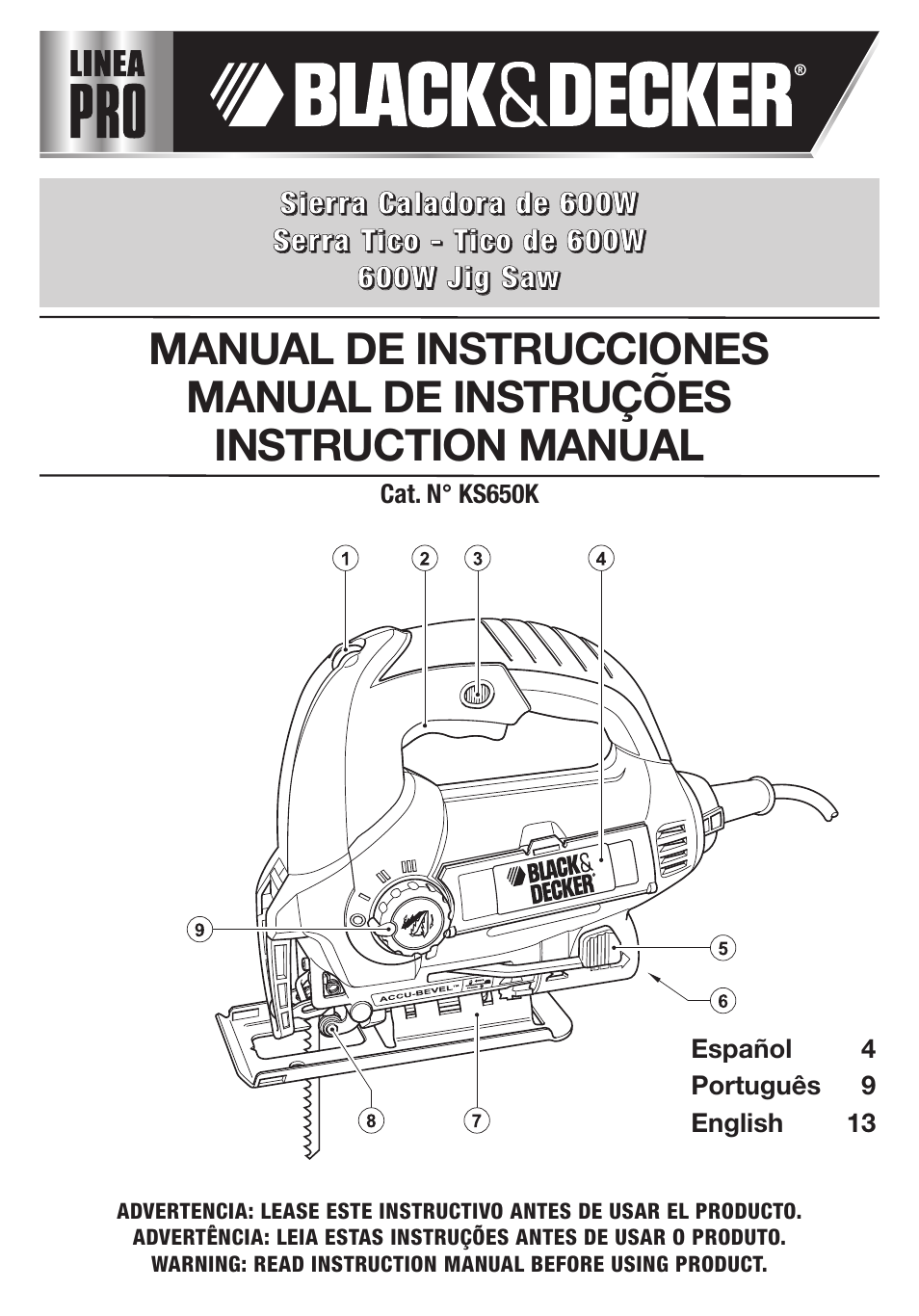 Black & Decker Linea Pro KS650K User Manual | 17 pages