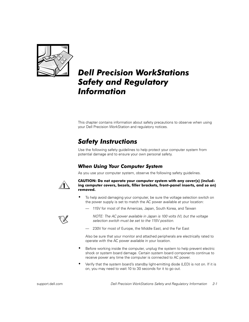Safety instructions | Dell Precision 620 User Manual | Page 11 / 112