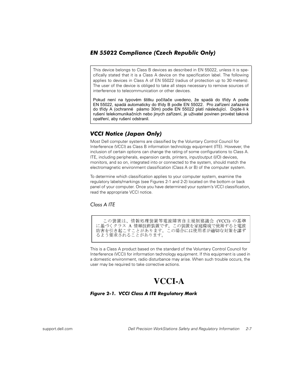 Vcci-a | Dell Precision 620 User Manual | Page 17 / 112