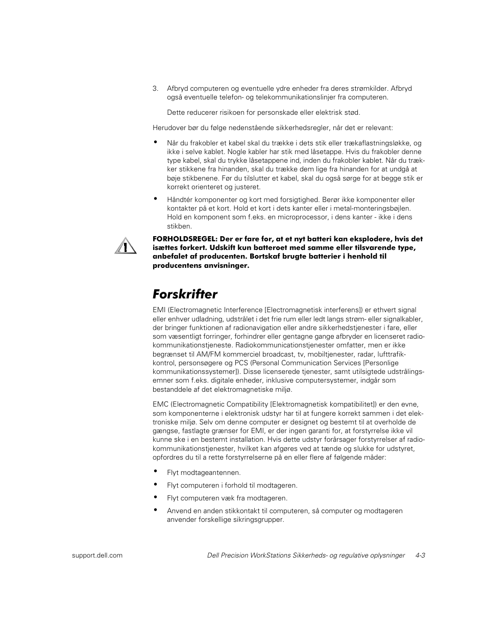 Forskrifter | Dell Precision 620 User Manual | Page 33 / 112