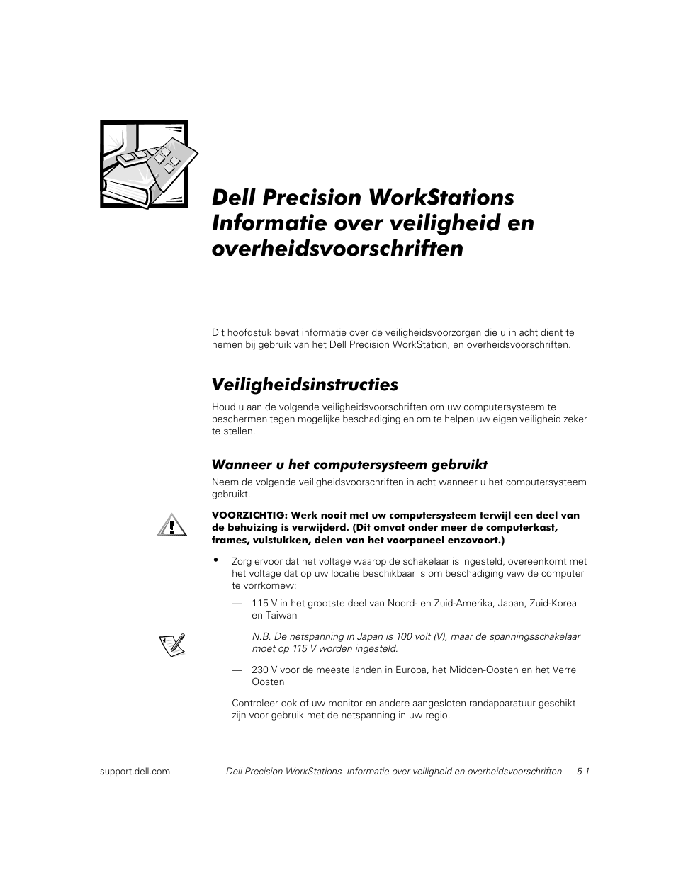 Veiligheidsinstructies | Dell Precision 620 User Manual | Page 39 / 112