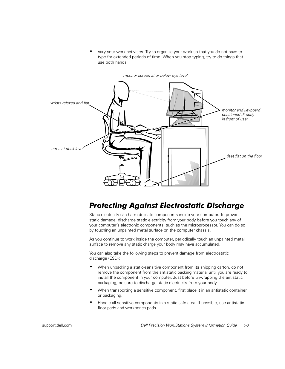 Protecting against electrostatic discharge | Dell Precision 620 User Manual | Page 7 / 112