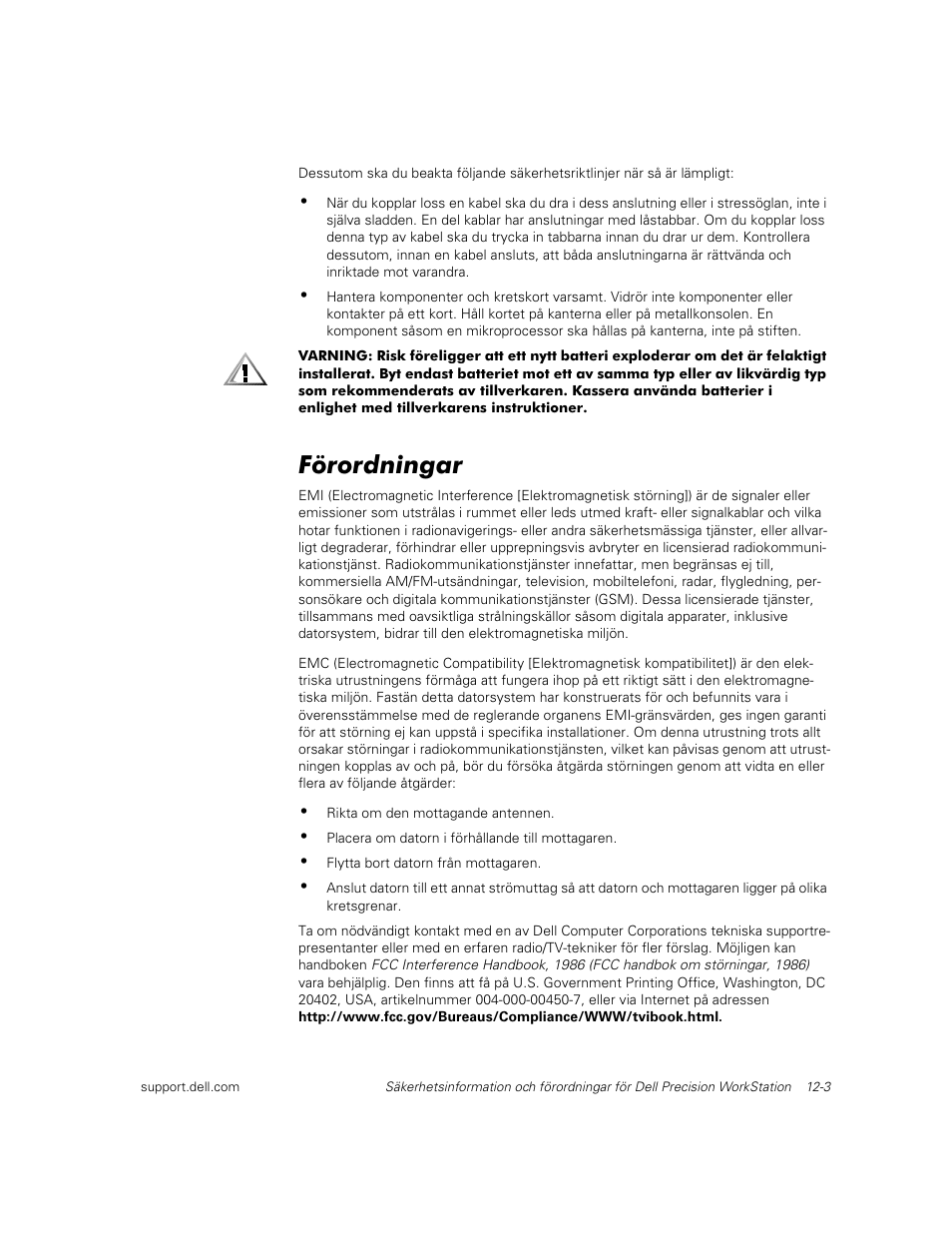 Förordningar | Dell Precision 620 User Manual | Page 97 / 112