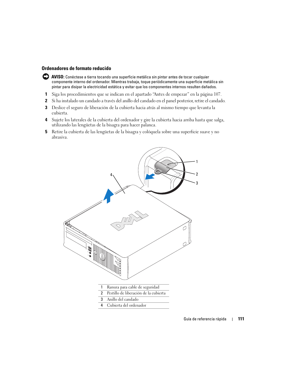 Ordenadores de formato reducido | Dell OptiPlex GX520 User Manual | Page 111 / 134