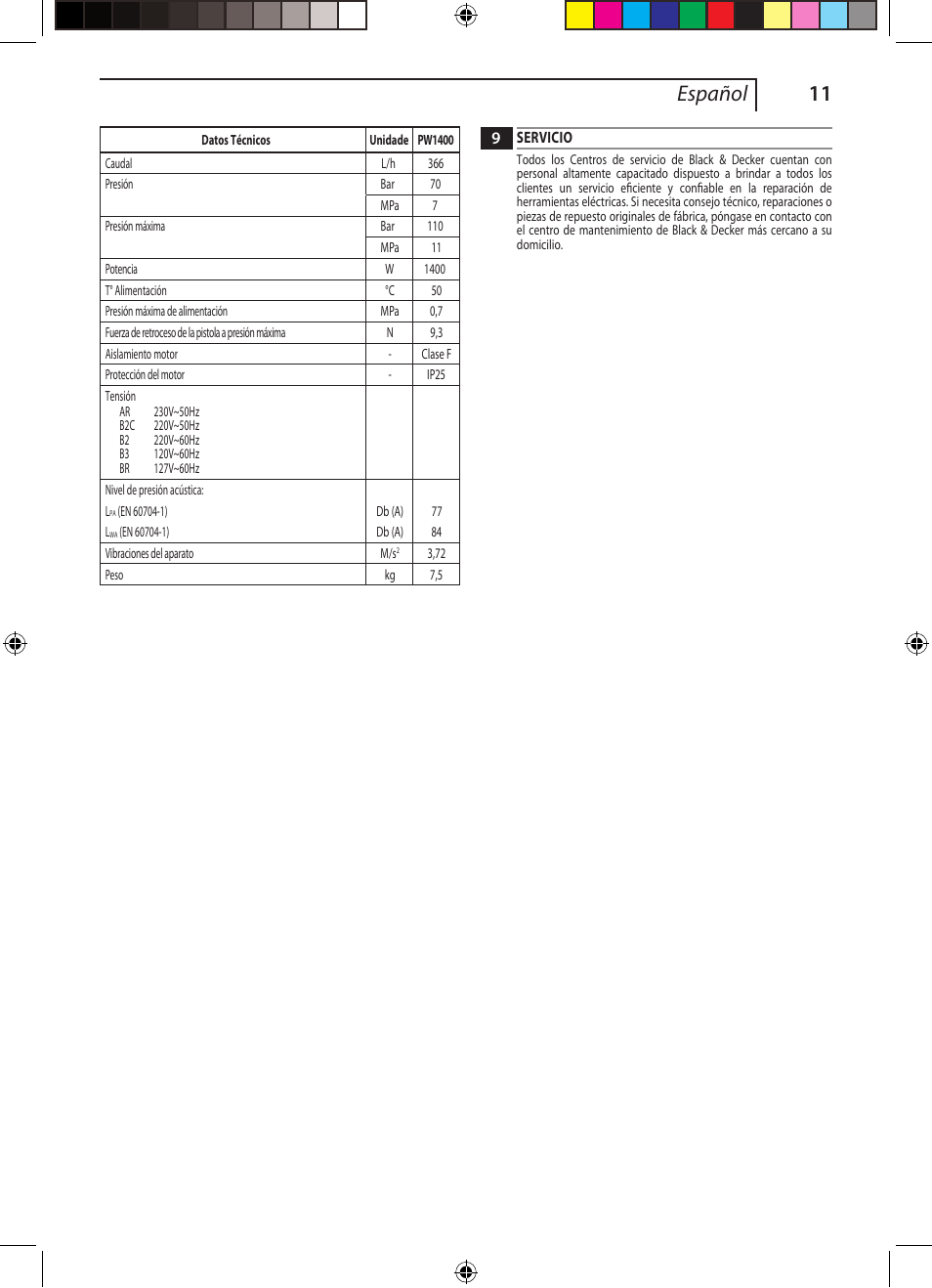 11 español | Black & Decker 662275-03 User Manual | Page 11 / 22