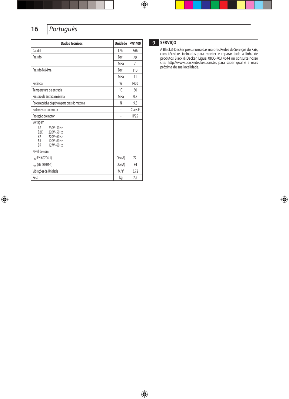 16 português | Black & Decker 662275-03 User Manual | Page 16 / 22