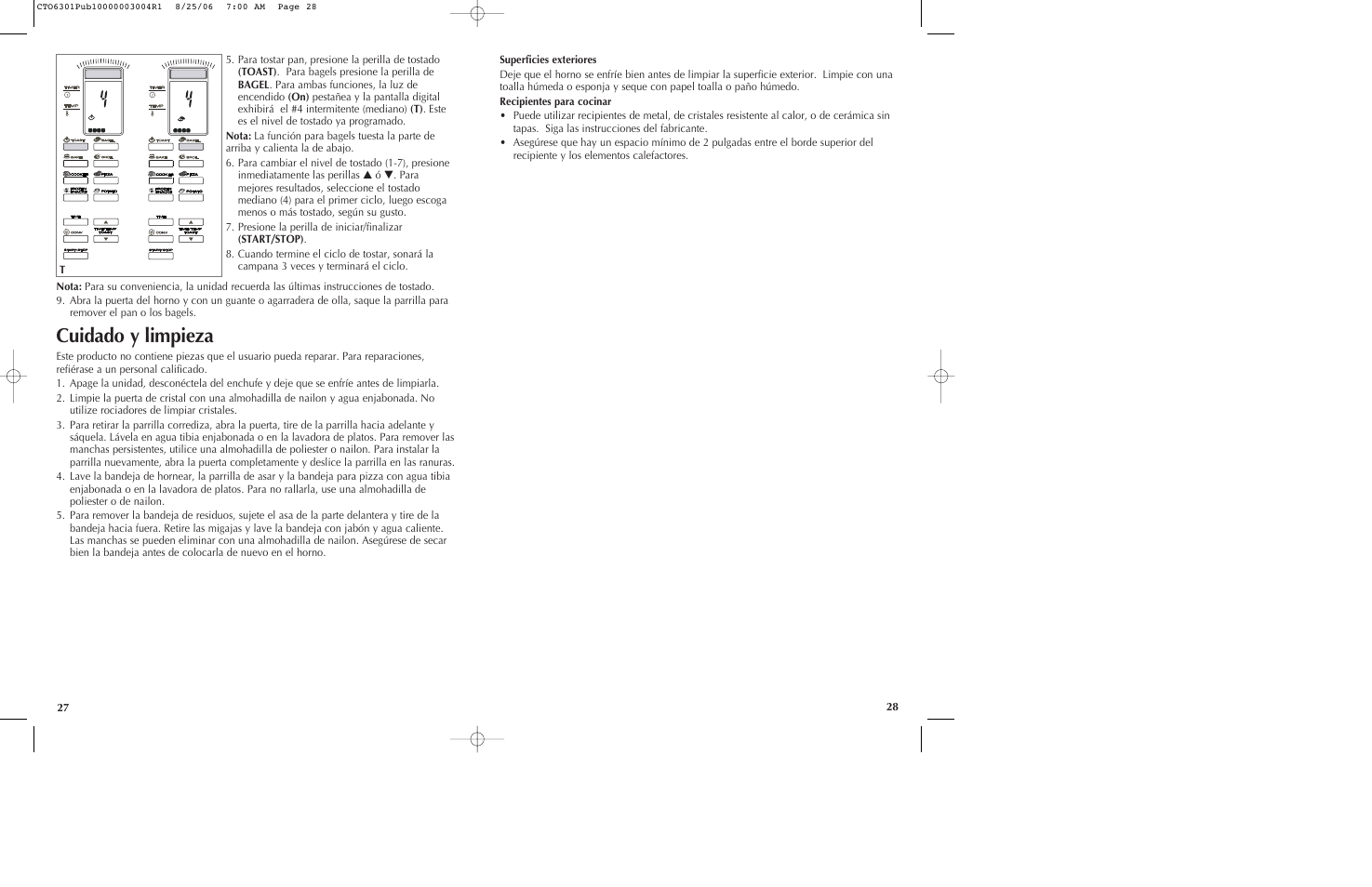 Cuidado y limpieza | Black & Decker CTO6301 User Manual | Page 15 / 27
