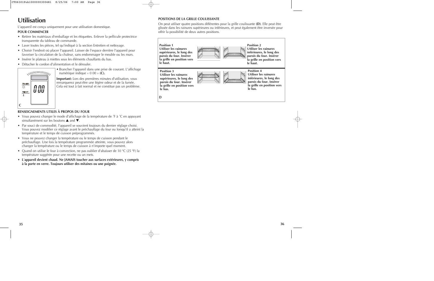 Utilisation | Black & Decker CTO6301 User Manual | Page 19 / 27