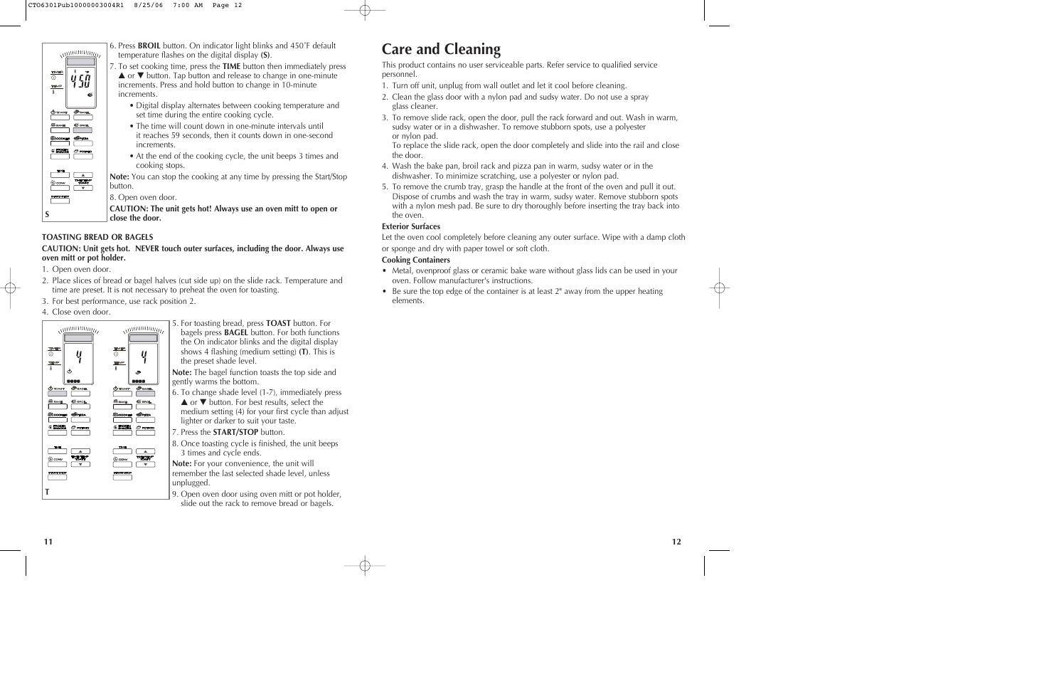 Care and cleaning | Black & Decker CTO6301 User Manual | Page 7 / 27