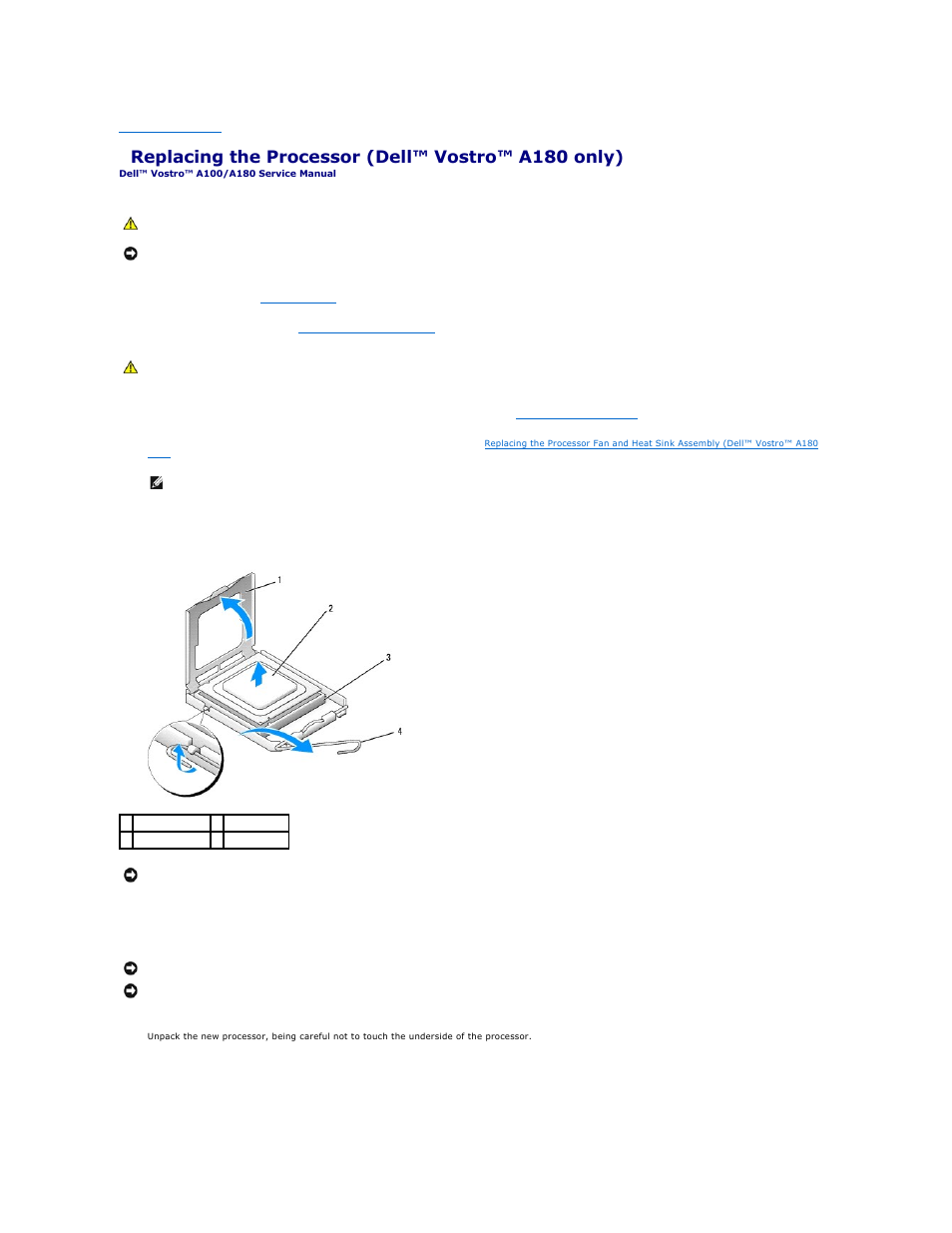 Replacing the processor (dell™ vostro™ a180 only) | Dell Vostro A180 (Early 2009) User Manual | Page 7 / 30