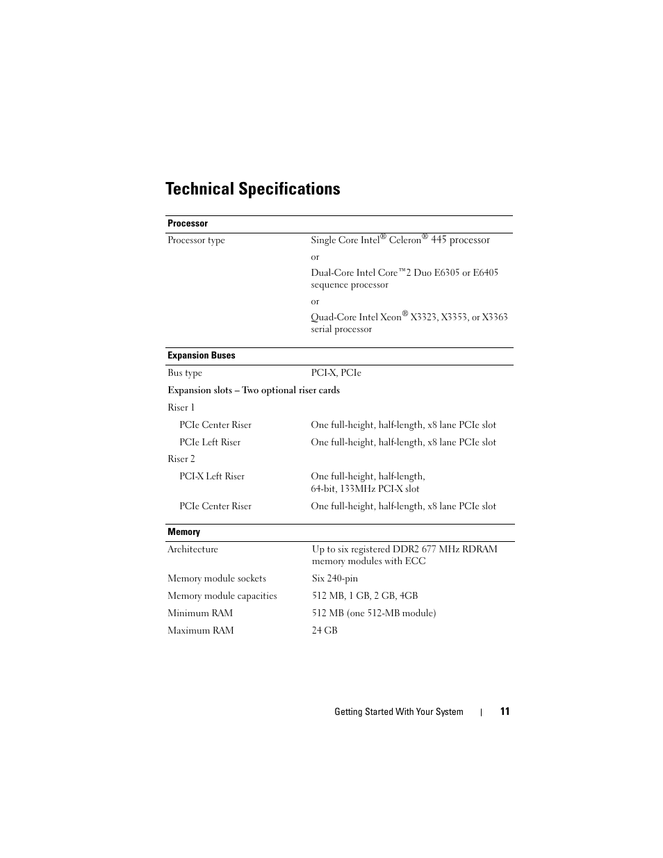 Technical specifications | Dell PowerEdge R300 User Manual | Page 13 / 62