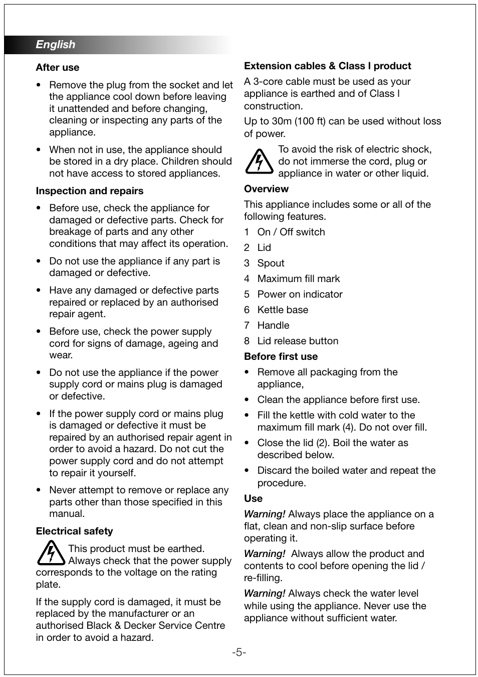 Black & Decker JC200 User Manual | Page 5 / 9