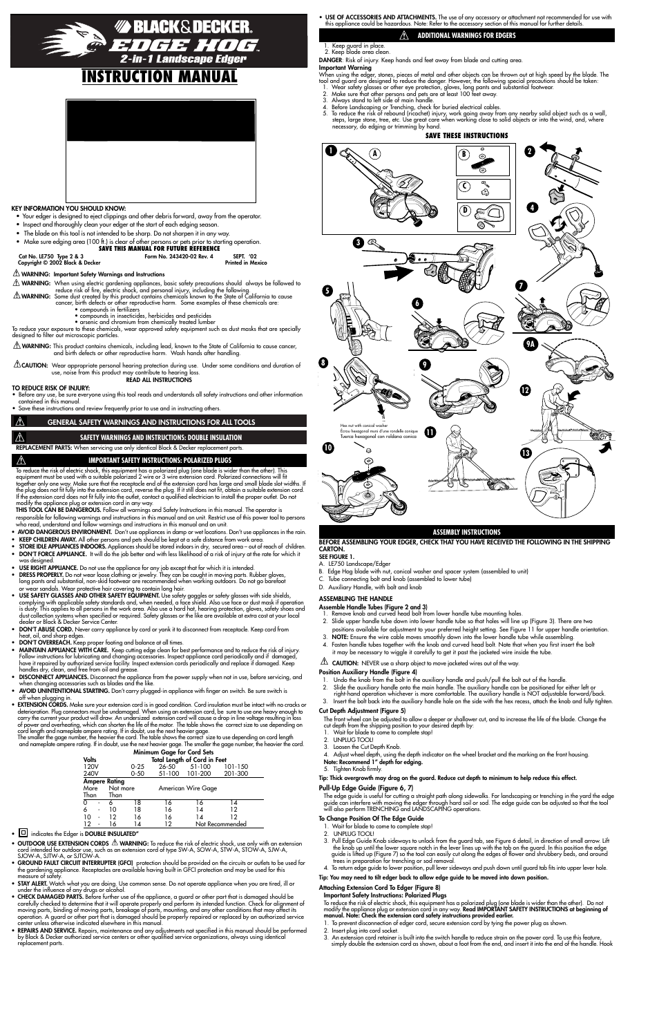 Black & Decker EDGE HOG LE750 User Manual | 4 pages