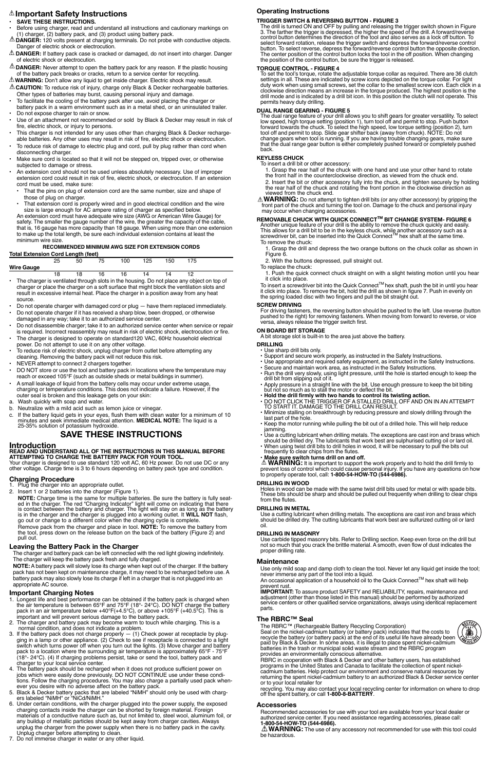 Save these instructions, Important safety instructions, Introduction | Black & Decker HPD1802 User Manual | Page 2 / 6