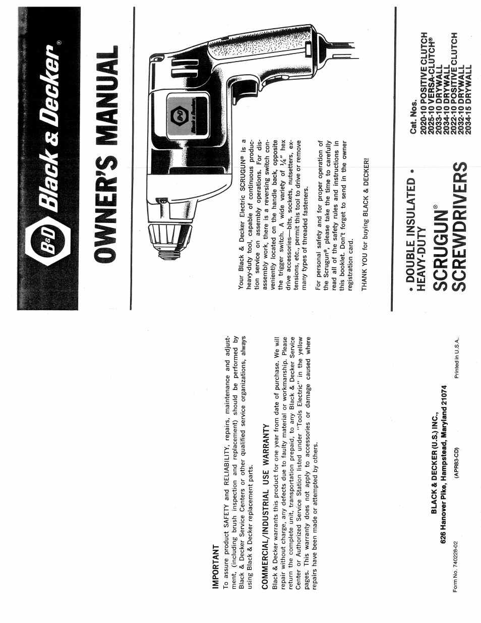 Black & Decker Scrugun 2033-10 User Manual | 4 pages