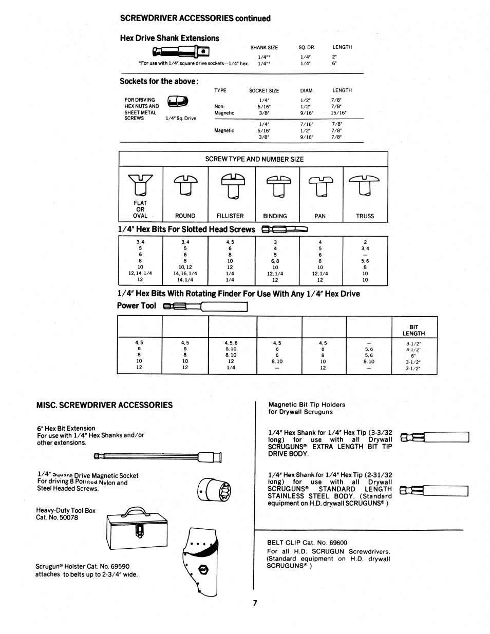 Screwdriver accessories continued, Hex drive shank extensions, Mise. screwdriver accessories | Sockets for the above | Black & Decker Scrugun 2033-10 User Manual | Page 3 / 4