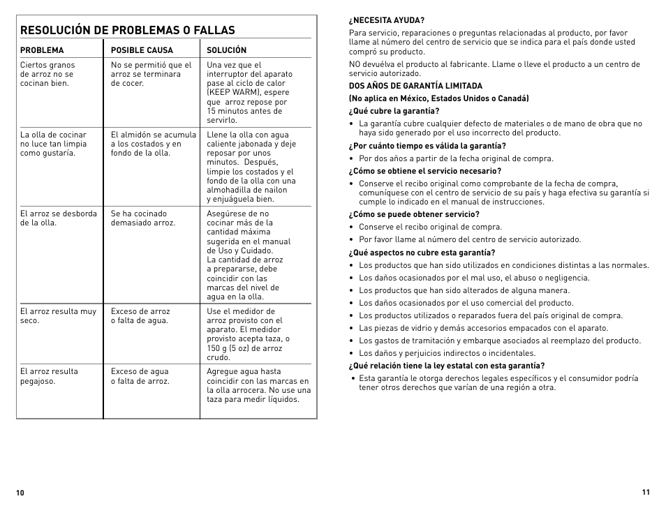 Resolución de problemas o fallas | Black & Decker RC3203 User Manual | Page 6 / 13