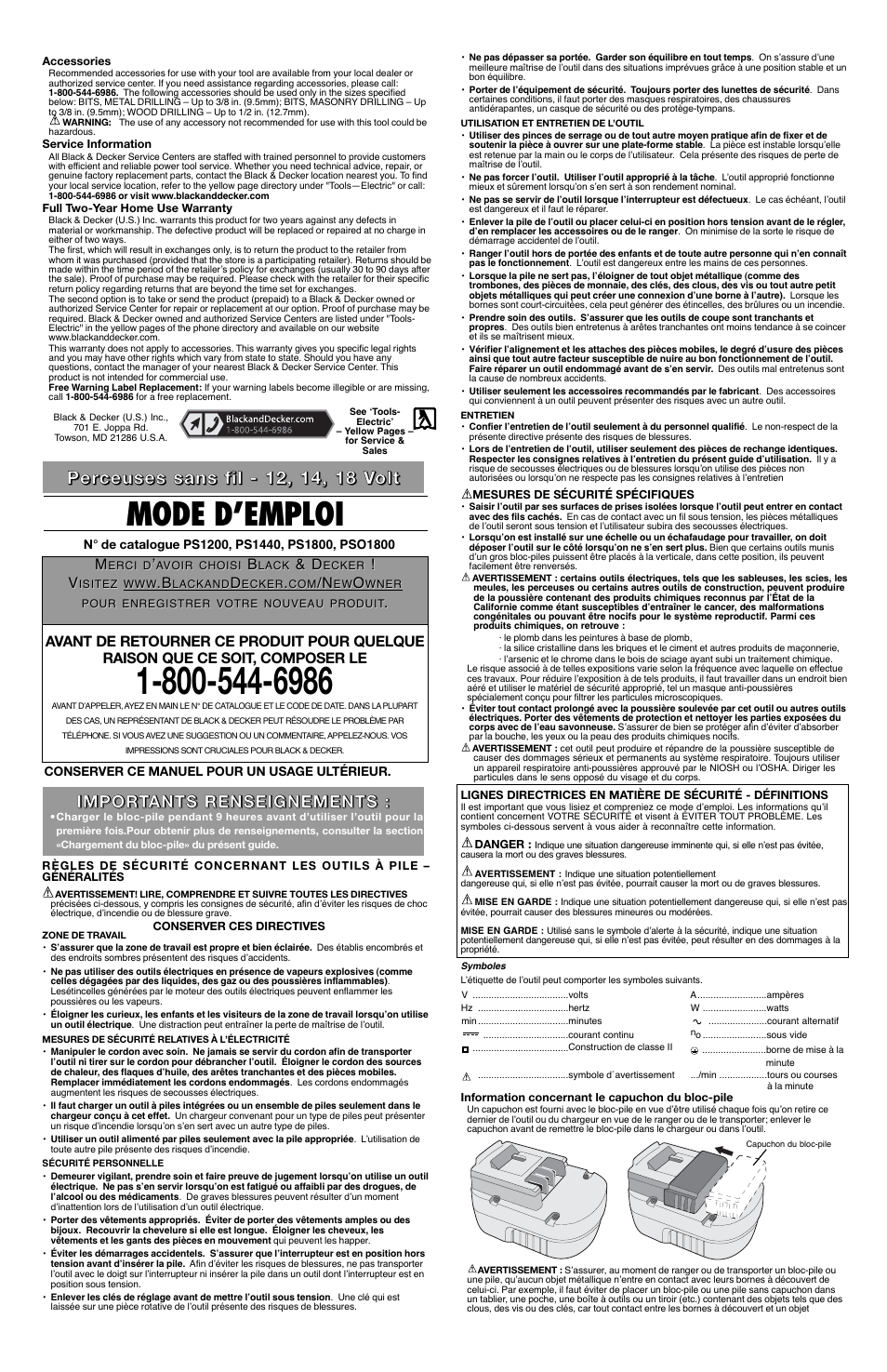 Mode d’emploi | Black & Decker 90532472 User Manual | Page 3 / 7