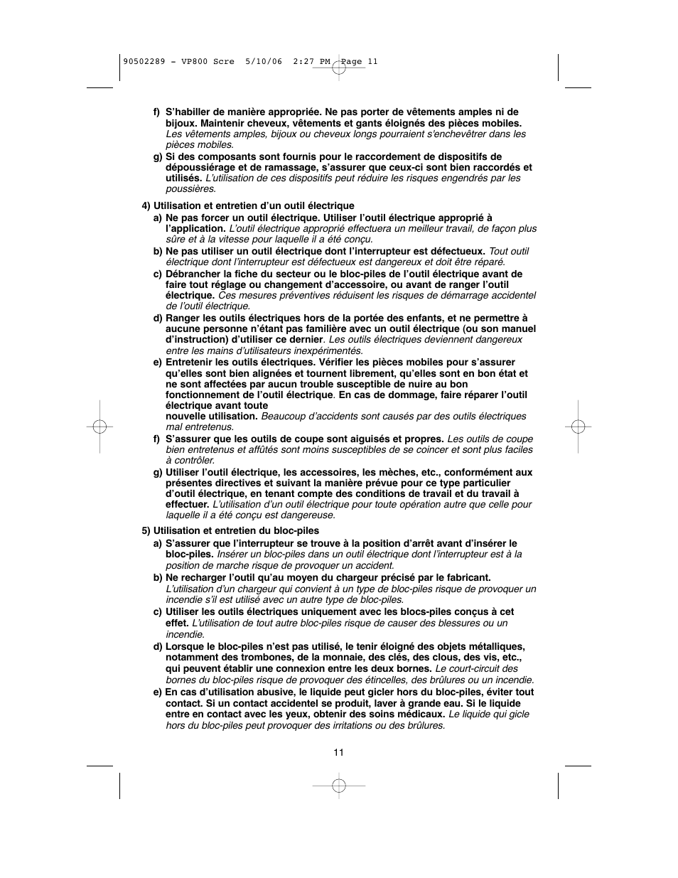 Black & Decker VP800 User Manual | Page 11 / 28