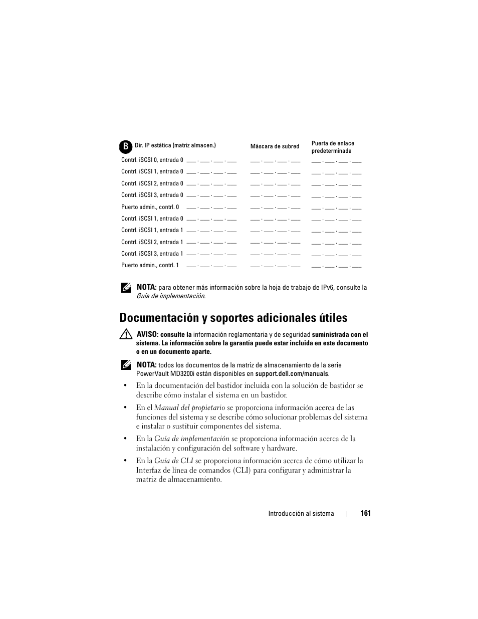 Documentación y soportes adicionales útiles | Dell PowerVault MD3200i User Manual | Page 163 / 222