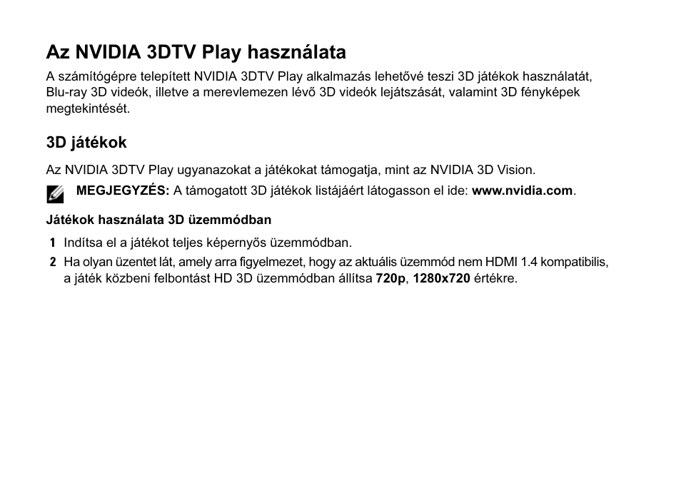 Az nvidia 3dtv play használata | Dell XPS 17 (L701X, Late 2010) User Manual | Page 20 / 42